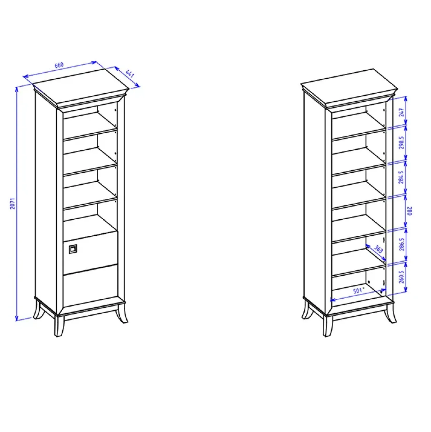 Garnero Arredamenti Libreria 66x207h cm 4 ripiani moderna antracite lucido rovere scuro Umag Antracite - Wengè Hot