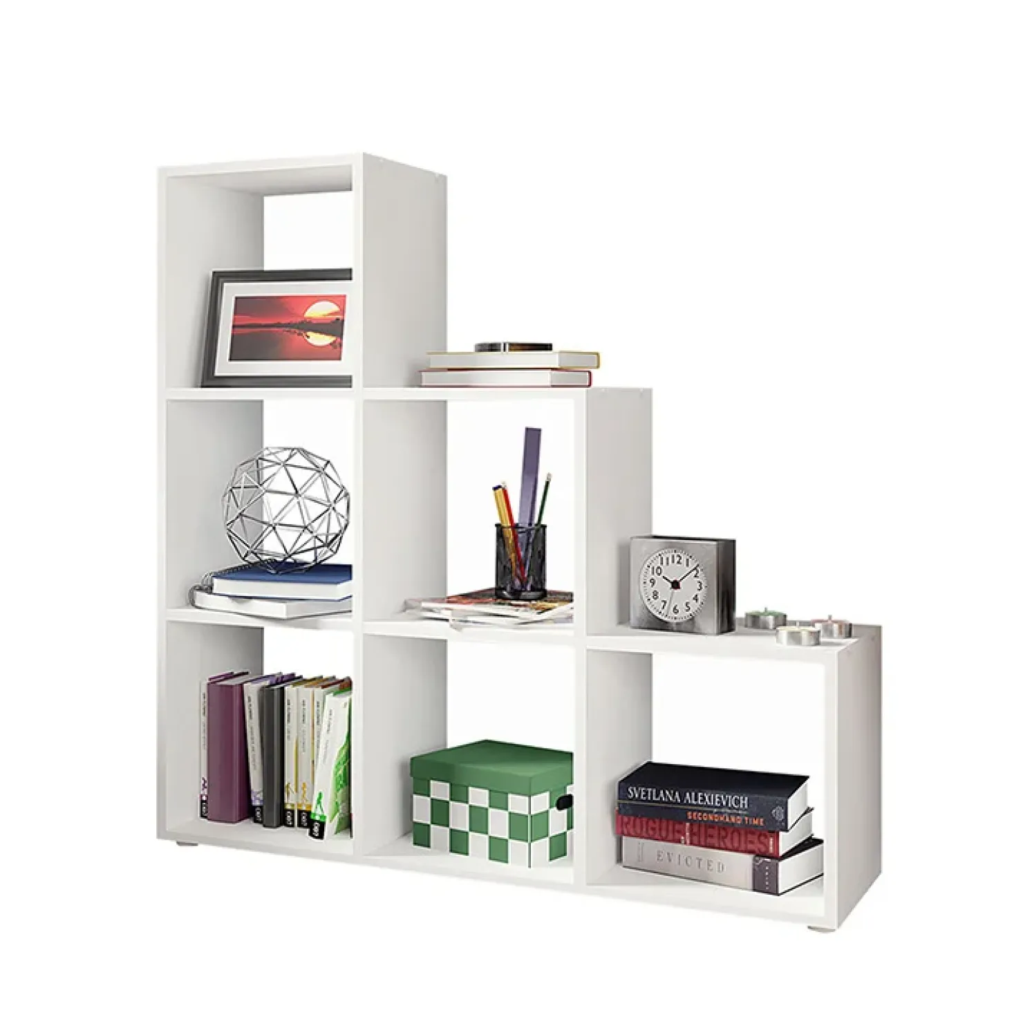 Garnero Arredamenti Libreria 105x108h cm 6 vani a giorno moderna bianco Reading Bianco Opaco Clearance
