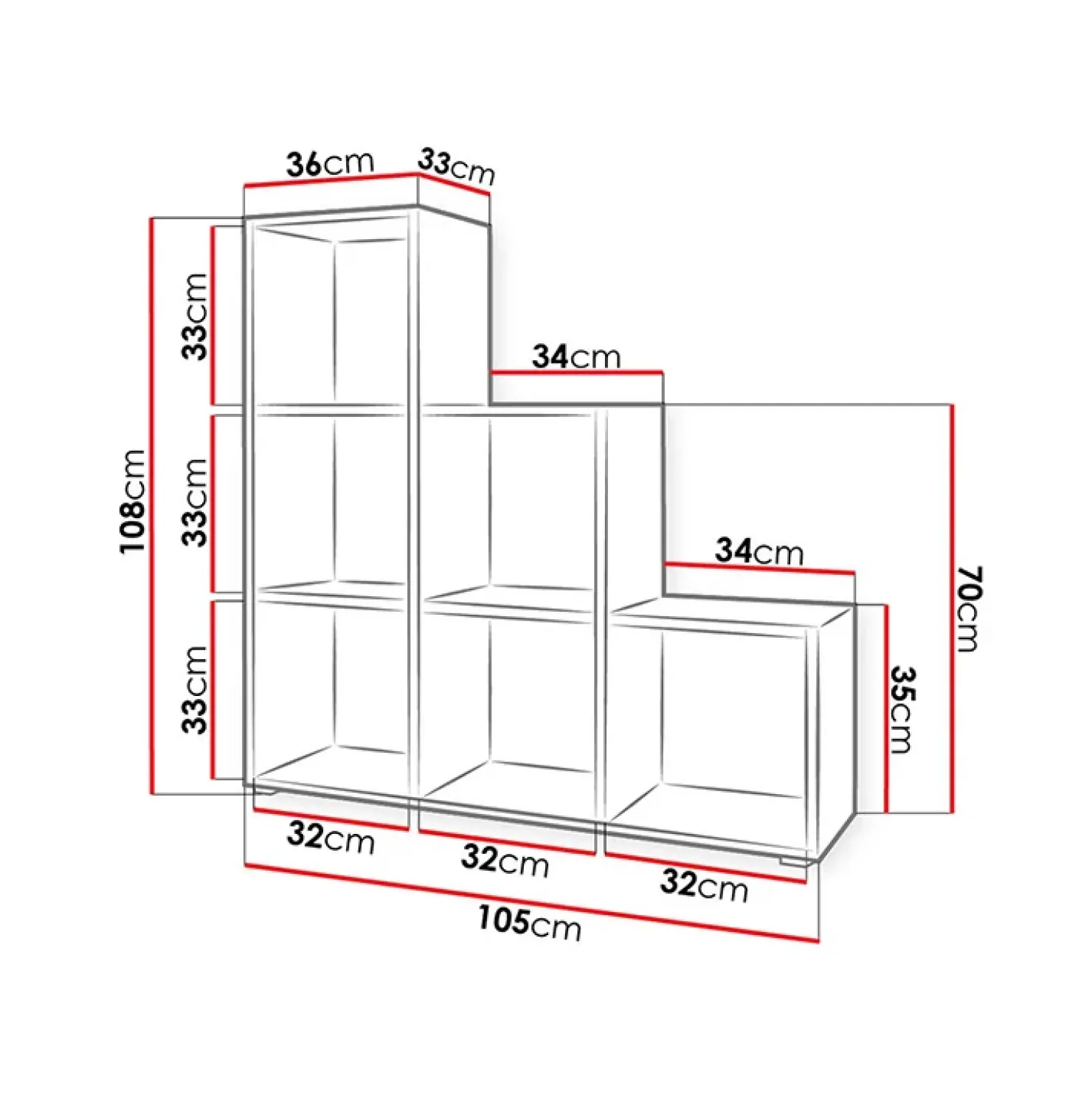 Garnero Arredamenti Libreria 105x108h cm 6 vani a giorno moderna bianco Reading Bianco Opaco Clearance