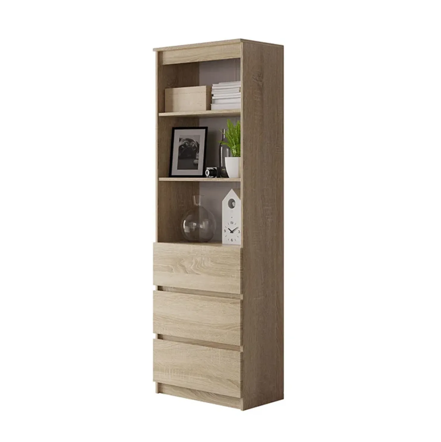 Garnero Arredamenti Libreria 60x180h cm 3 vani a giorno 3 cassetti moderna Sterling Rovere Discount
