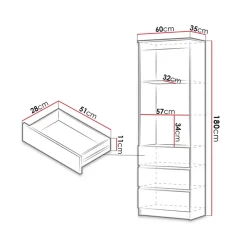 Garnero Arredamenti Libreria 60x180h cm 3 vani a giorno 3 cassetti moderna Sterling Rovere Discount