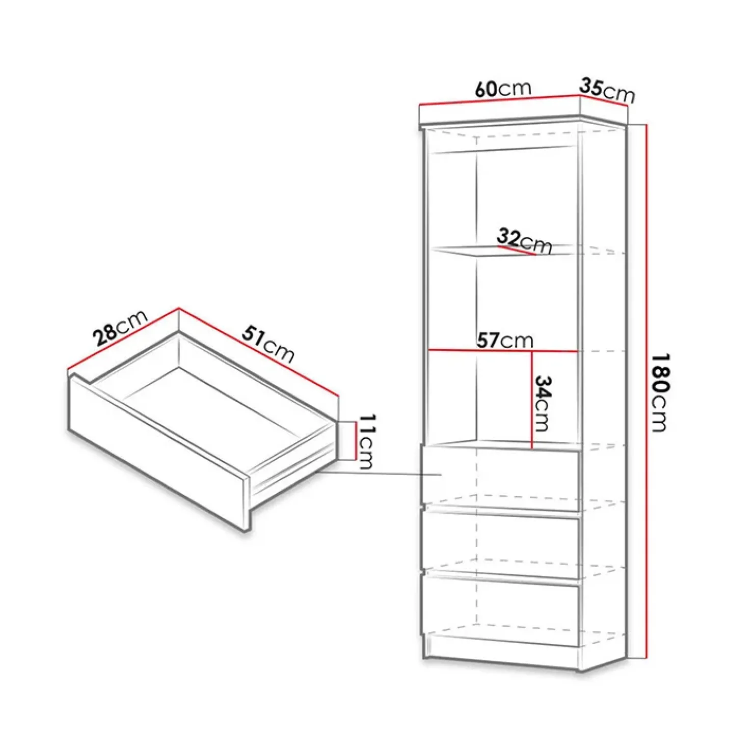 Garnero Arredamenti Libreria 60x180h cm 3 vani a giorno 3 cassetti moderna Sterling Rovere Discount