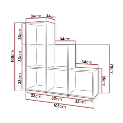 Garnero Arredamenti Libreria 105x108h cm 6 vani a giorno moderna Reading Rovere Sale