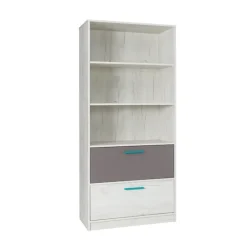 Garnero Arredamenti Libreria 83x195h cm con 2 cassetti bianco pino grigio blu Maya Gihome® New