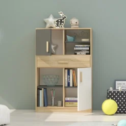 Garnero Arredamenti Libreria 80x120h cm con cassetto cameretta rovere antracite Chiaretto Online