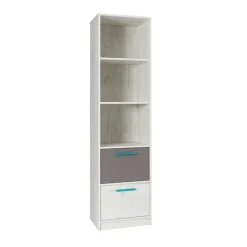 Garnero Arredamenti Libreria 50x195h cm con cassetti bianco pino grigio blu Maya Gihome® New