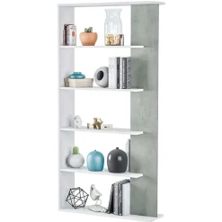 Garnero Arredamenti Libreria 90x180h cm moderna bianco opaco cemento Elira Bianco Opaco - Cemento Discount