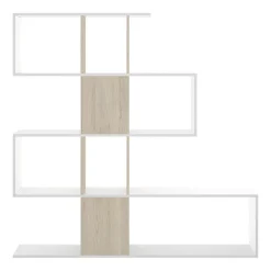 Garnero Arredamenti Libreria 145x145h cm moderna bianco rovere natura Snake Bianco Opaco - Rovere