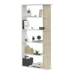 Garnero Arredamenti Libreria 90x180h cm moderna bianco opaco rovere Elira Bianco Opaco - Rovere Sale
