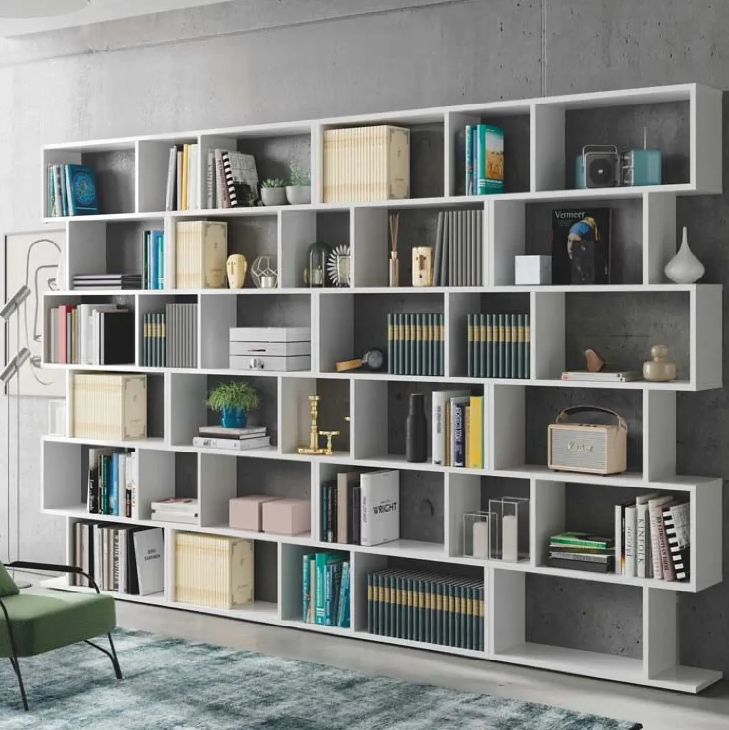 Garnero Arredamenti Libreria 160x192h cm moderna design Amira 2 Bianco Opaco Outlet