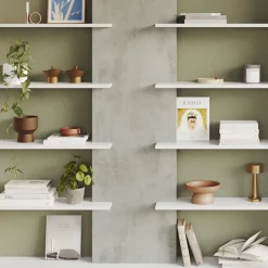 Garnero Arredamenti Libreria 270x180h cm moderna design bianco opaco cemento Biblio Aline 3 Bianco Opaco - Cemento Outlet