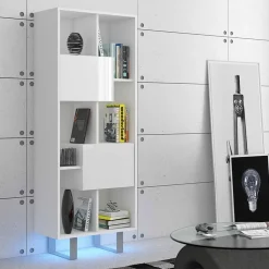Garnero Arredamenti Libreria 60x165h cm moderna design bianco opaco e lucido Kelli