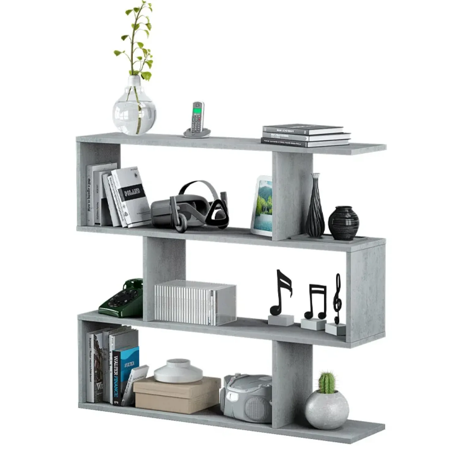 Garnero Arredamenti Libreria 110x97h cm moderna design soggiorno cemento Sakura Discount