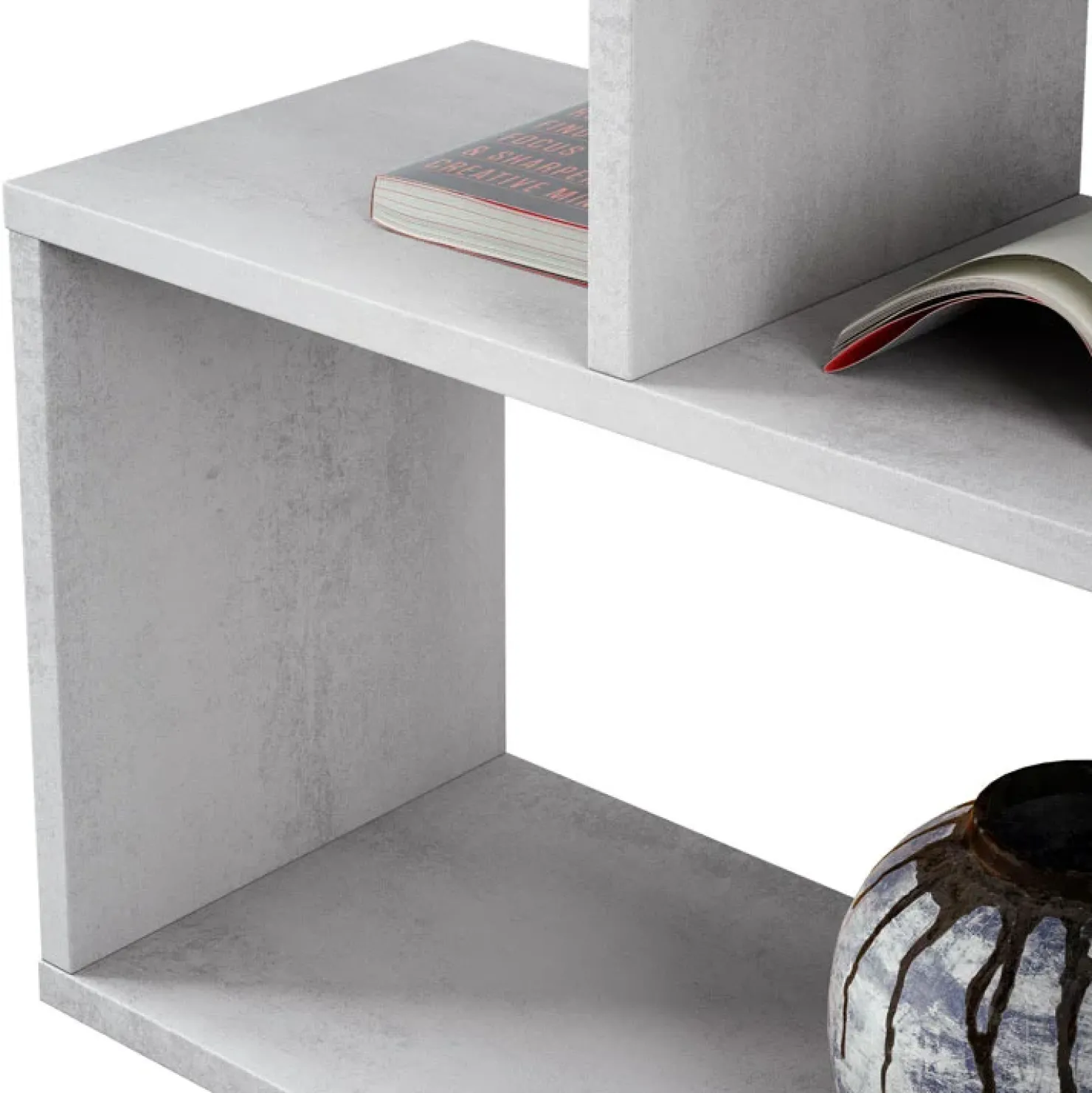 Garnero Arredamenti Libreria 110x97h cm moderna design soggiorno cemento Sakura Discount