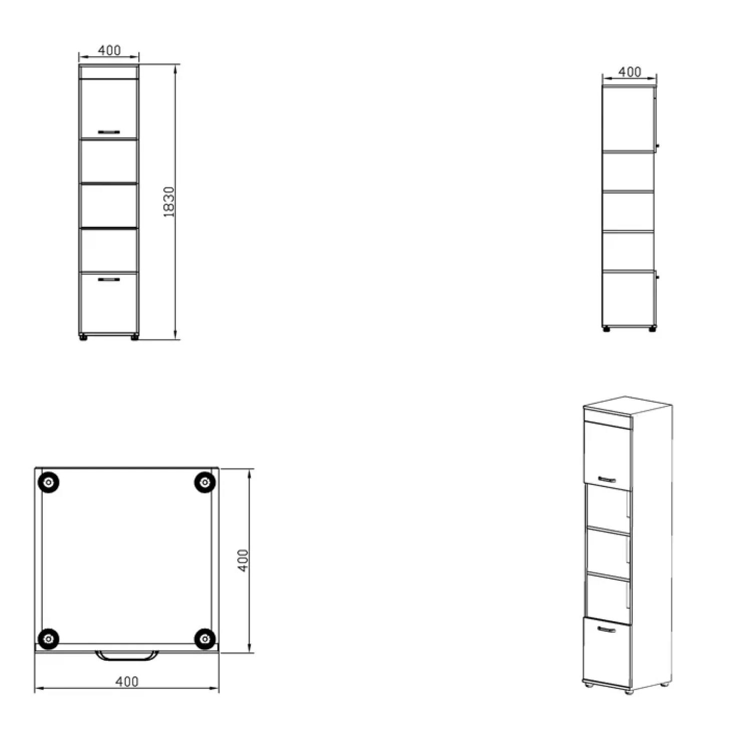 Garnero Arredamenti Libreria 40x183h cm moderna rovere bianco cappuccino Crazy Hot