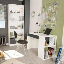 Garnero Arredamenti Libreria 80x201h cm moderna soggiorno bianco opaco Allan Hot