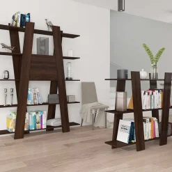 Garnero Arredamenti Libreria 150x194h cm moderna soggiorno rovere scuro Cosmo Noce Online