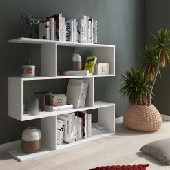 Garnero Arredamenti Libreria 110x96h cm moderna soggiorno design Janna Bianco Opaco