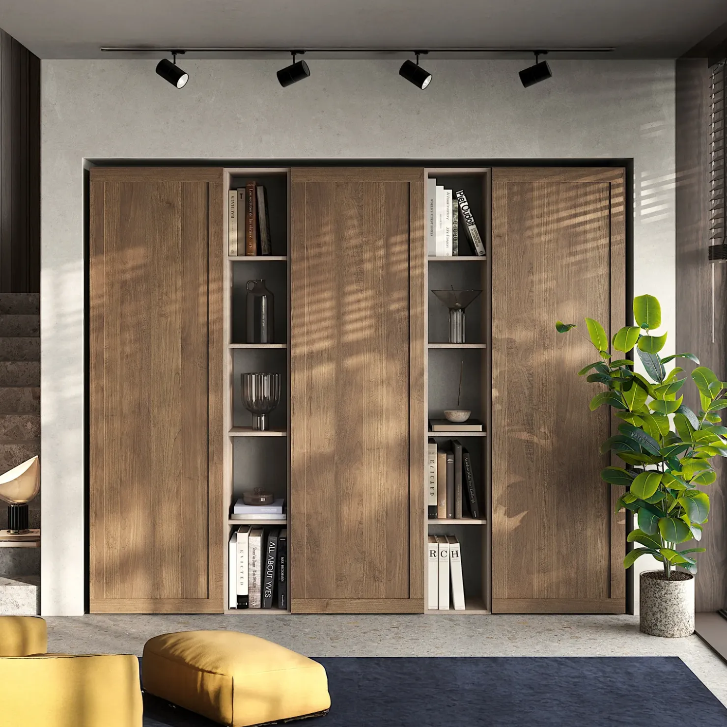 Garnero Arredamenti Libreria 218x186h cm rovere scuro beige Sunset 106