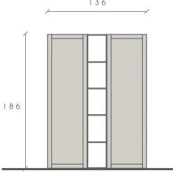 Garnero Arredamenti Libreria 136x186h cm tortora rovere scuro Sunset 107 Clearance