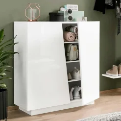 Garnero Arredamenti Madia 2 ante 81x86h cm moderna bainco lucido Candia Gihome® Bianco Lucido Clearance