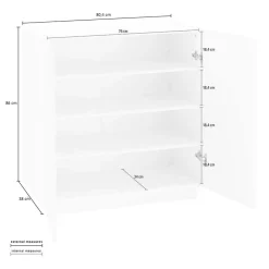 Garnero Arredamenti Madia 2 ante 81x86h cm moderna bainco lucido Candia Gihome® Bianco Lucido Clearance