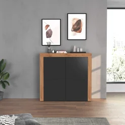 Garnero Arredamenti Madia alta moderna 140x130h cm antracite rovere Block Antracite - Rovere Clearance