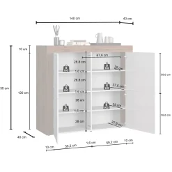 Garnero Arredamenti Madia alta moderna 140x130h cm antracite rovere Block Antracite - Rovere Clearance