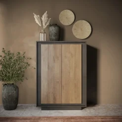 Garnero Arredamenti Madia alta 106x171h cm 2 ante antracite rovere scuro Deluxe Rovere Rustico - Antracite Clearance