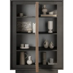 Garnero Arredamenti Madia alta 106x171h cm 2 ante antracite rovere scuro Deluxe Rovere Rustico - Antracite Clearance