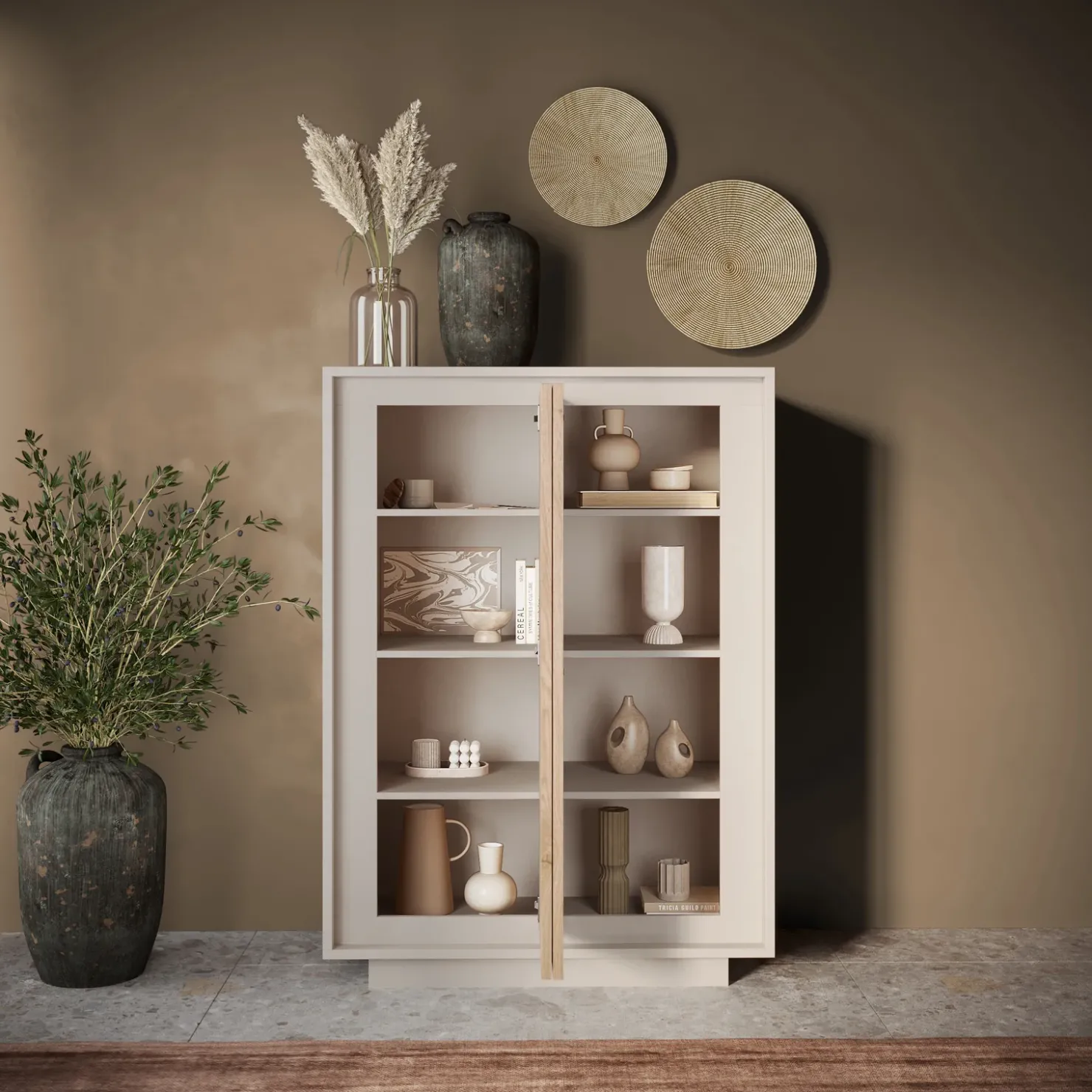 Garnero Arredamenti Madia alta 106x171h cm 2 ante beige rovere chiaro Deluxe Rovere - Beige Outlet