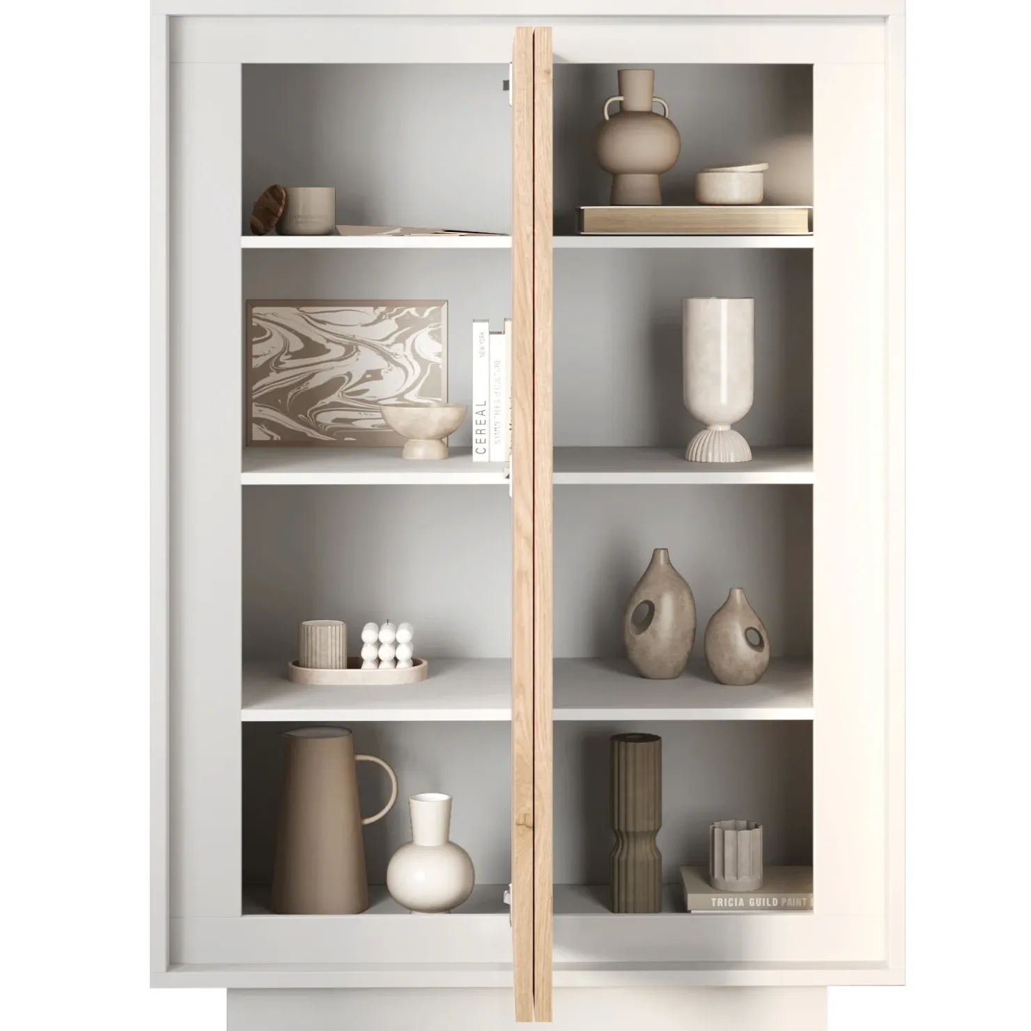 Garnero Arredamenti Madia alta 106x171h cm 2 ante bianco opaco rovere chiaro Deluxe Rovere - Bianco opaco