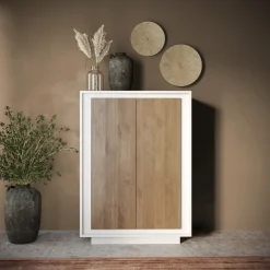 Garnero Arredamenti Madia alta 106x171h cm 2 ante bianco opaco rovere scuro Deluxe Rovere Rustico - Bianco opaco Hot