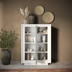 Garnero Arredamenti Madia alta 106x171h cm 2 ante bianco opaco grigio cemento Deluxe Bianco Opaco - Cemento Outlet