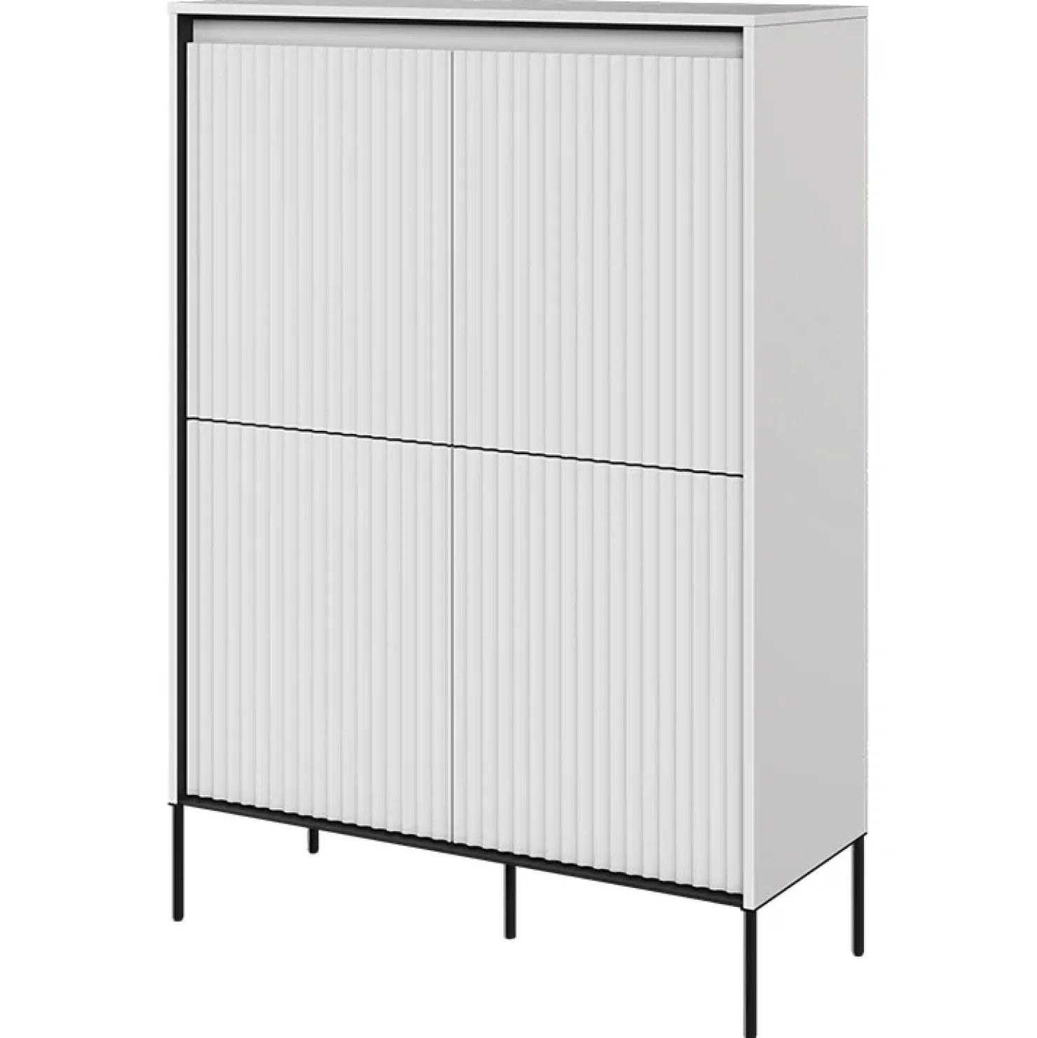 Garnero Arredamenti Madia alta 98x140h cm 4 ante con led cannettato nero Camelia Bianco Opaco Discount