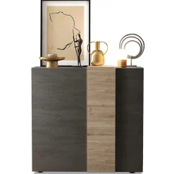 Garnero Arredamenti Madia alta 121x113h cm 2 ante moderna titanio rovere Universal Antracite - Rovere New