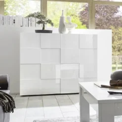 Garnero Arredamenti Madia alta 121x111h cm 2 ante moderna Obsession Bianco Lucido Best