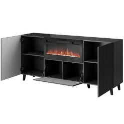 Garnero Arredamenti Madia con camino 181x83h cm moderno cannettato Essence Antracite Clearance