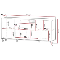 Garnero Arredamenti Madia con camino 181x83h cm moderno cannettato Essence Quercia Discount