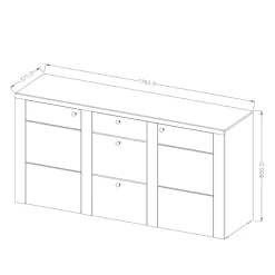 Garnero Arredamenti Madia con cassetti 176x85h cm 2 ante quercia rovere grigio Paloma 2 Rovere - Antracite New