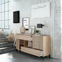 Garnero Arredamenti Madia moderna 151x80h cm 2 ante industrial rovere cannettato Lopez Discount