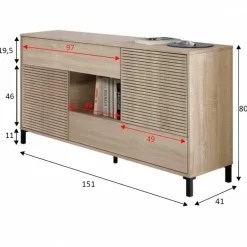 Garnero Arredamenti Madia moderna 151x80h cm 2 ante industrial rovere cannettato Lopez Discount