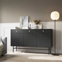 Garnero Arredamenti Madia moderna 155x90h cm 3 ante 3 cassetti nero Eterna Nero Opaco Sale