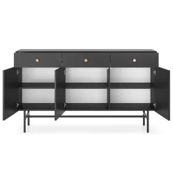 Garnero Arredamenti Madia moderna 155x90h cm 3 ante 3 cassetti nero Eterna Nero Opaco Sale