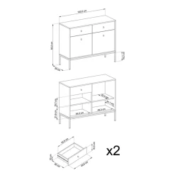 Garnero Arredamenti Madia moderna 104x83h cm 2 ante con cassetti soggiorno Glory Beige Discount
