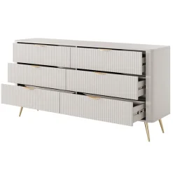 Garnero Arredamenti Madia moderna 163x81h cm 6 cassetti moderna cannettato Ramis Beige Online