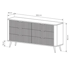 Garnero Arredamenti Madia moderna 163x81h cm 6 cassetti moderna cannettato Ramis Beige Online