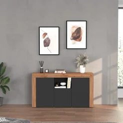 Garnero Arredamenti Madia moderna 155x85h cm antracite rovere Block Antracite - Rovere Hot