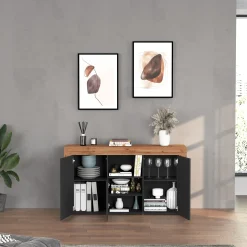 Garnero Arredamenti Madia moderna 155x85h cm antracite rovere Block Antracite - Rovere Hot