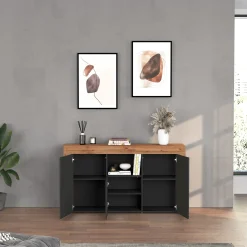 Garnero Arredamenti Madia moderna 155x85h cm antracite rovere Block Antracite - Rovere Hot